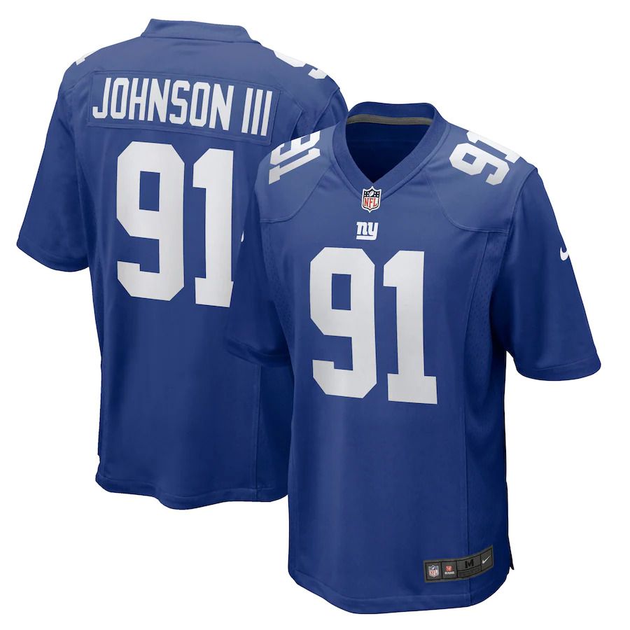 Men New York Giants #91 Raymond Johnson III Nike Royal Game NFL Jersey->new york giants->NFL Jersey
